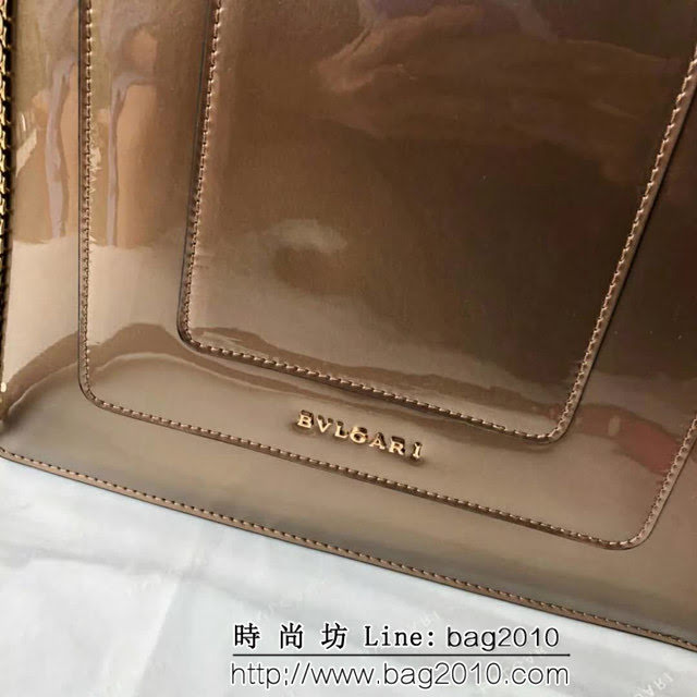 BVLGARI寶格麗 大號蛇頭包 漆皮搭配牛皮 手提肩背包 可拆卸肩帶 38629 FYD1263